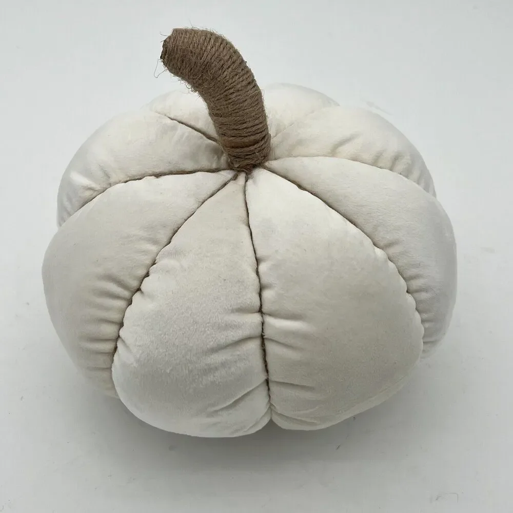 Ivory Velvet Pumpkin Shaped‎ Decorative Pillow Way To celebrate Size 6”X 9” Soft